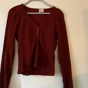 long sleeve maroon slim fit